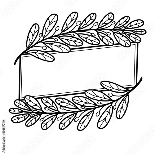Frame with floral pattern for decorating various cards Different types of banners and panthers photo