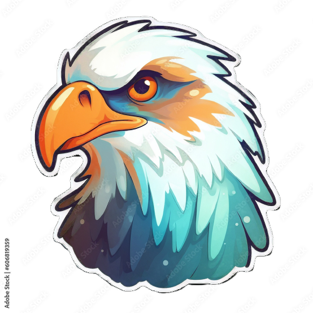eagle, sticker design, isolated on transparent background, Generative AI