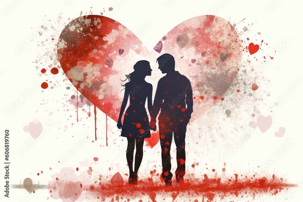 drawing love couple isolated on white background. Generated by AI drawing love couple isolated on white background. Generated by AI