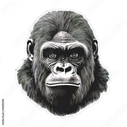 gorilla, sticker design, isolated on transparent background, Generative AI © Crowcat