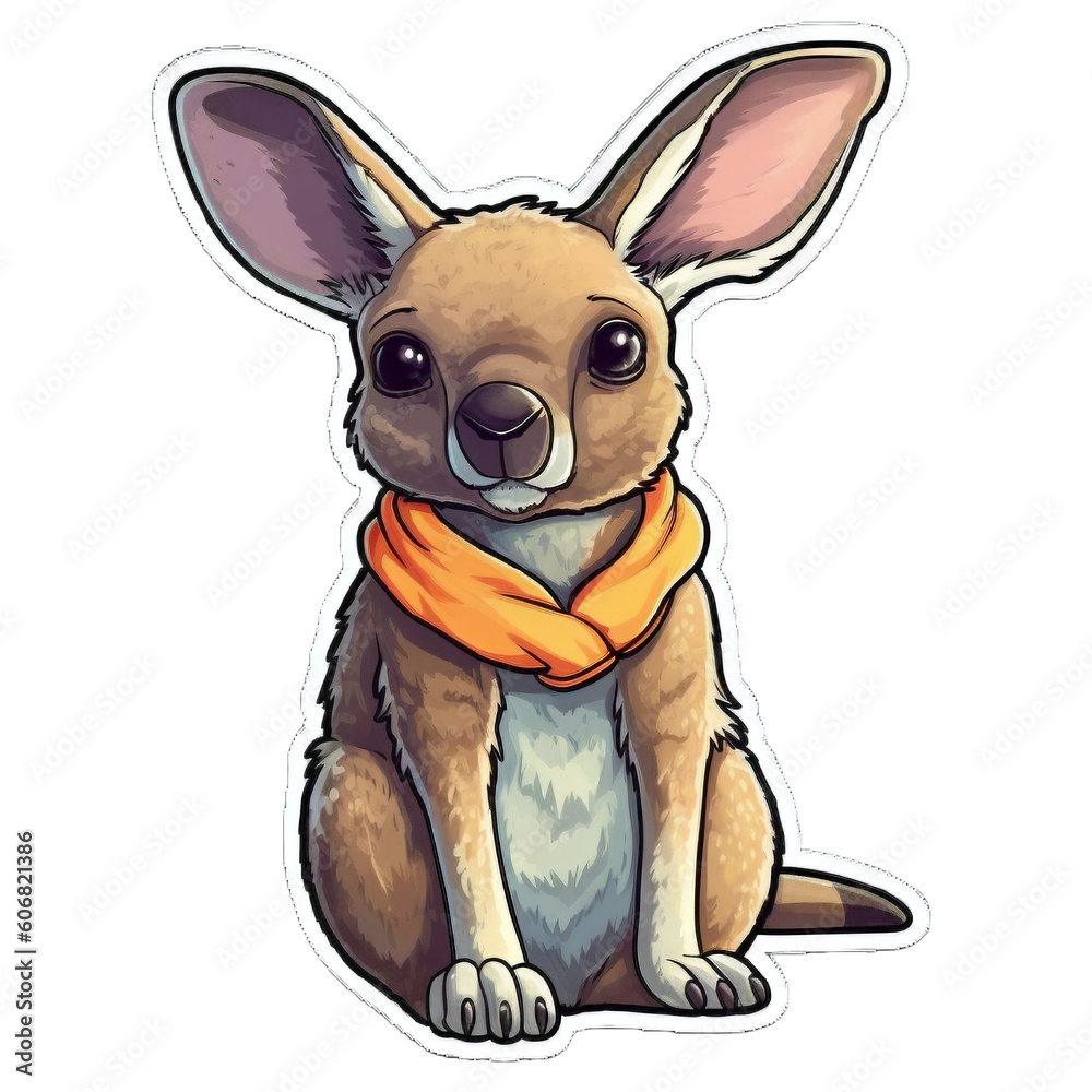 cute kangaroo, sticker design, isolated on transparent background, Generative AI cute kangaroo, sticker design, isolated on transparent background, Generative AI