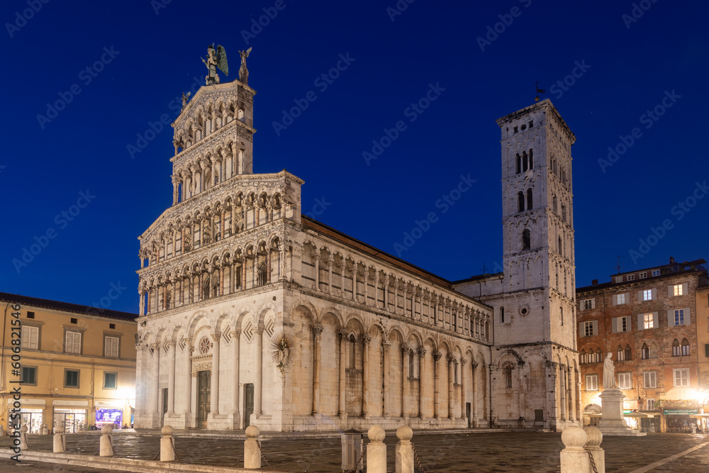 Renaissance church San Michele in Foro at twilight