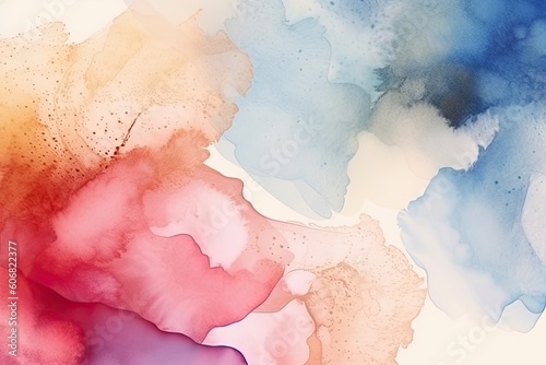 Clean minimal watercolor background with abstract shapes and pastel colors in contrast, paint splash.Generative AI illustration