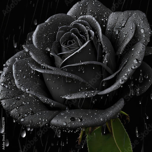 Black Rose in Rain