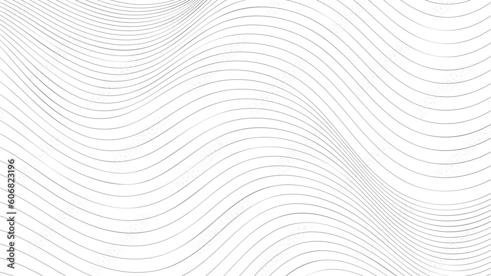 Minimalistic abstract optical illusion background. Wavy thin lines pattern.