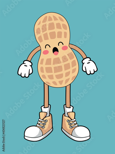 Vector illustration of peanut cartoon. Cute vector cartoon of peanut snack.