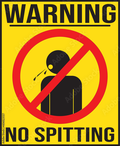 No spitting warning sign vector yellow color