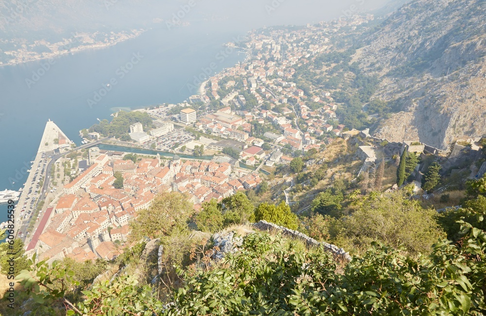 The view from Kotor Fortress in Kotor, Montenegro