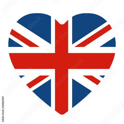 United Kingdom flag heart shape. Flag of UK in heart shape