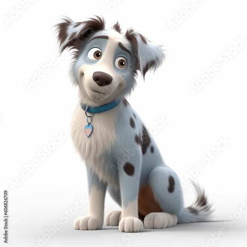 Australian Terrier dog illustration cartoon 3d isolated on white. Generative AI