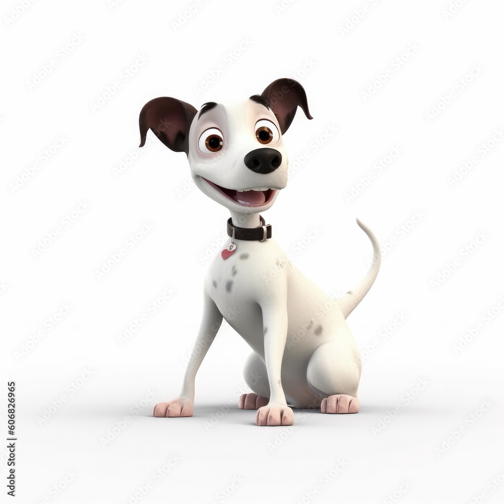 Rat Terrier dog illustration cartoon 3d isolated on white. Generative AI