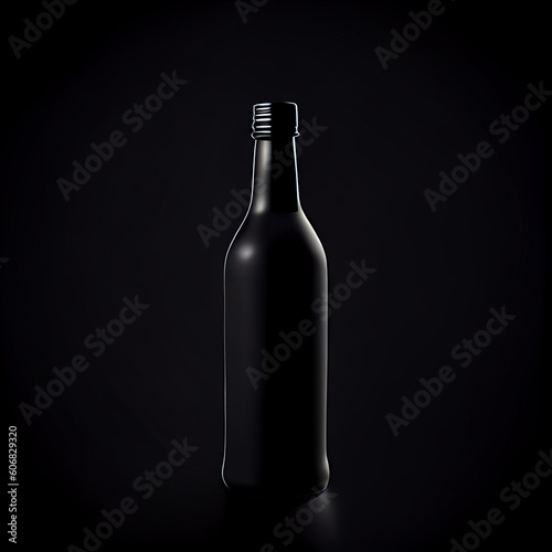 Bottle clip art no shadow solid black background Ai generated image