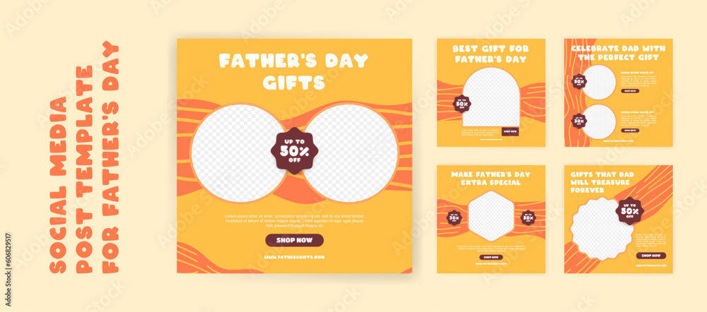 Social media post banner design template for Father's Day gift sale promotion