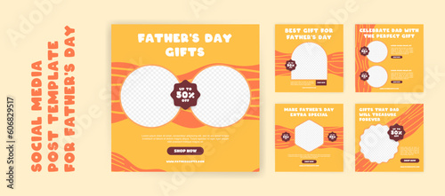 Social media post banner design template for Father's Day gift sale promotion