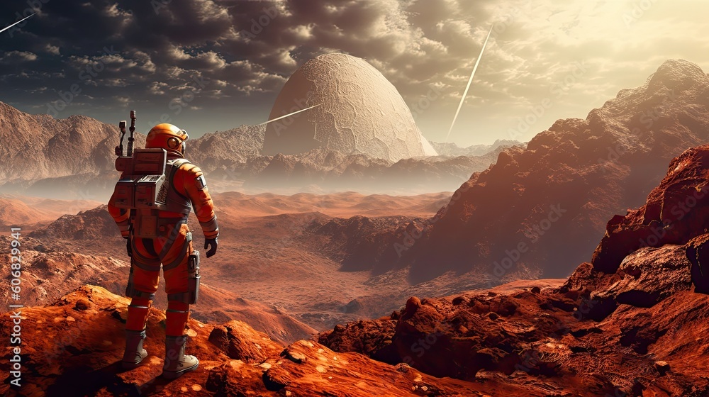 Exploring a Martian Frontier: A Lone Astronaut Surveys a Futuristic ...