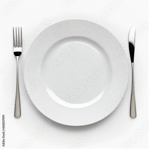 Plates set with plates, fork and knife ai generated ia generative 