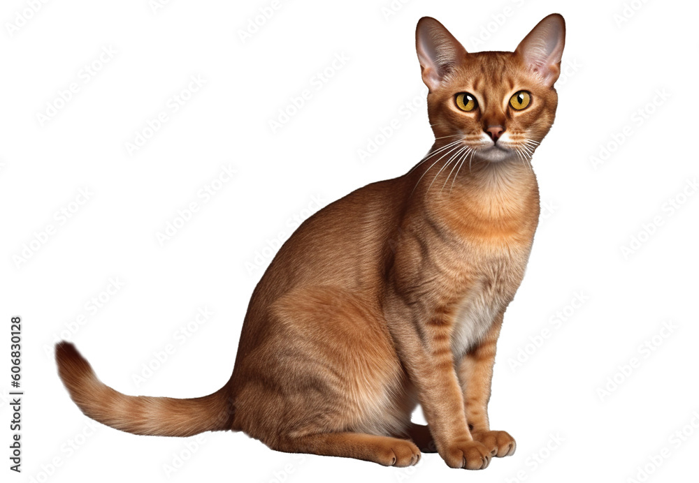 Abyssinian cat on transparent background. Generative AI.