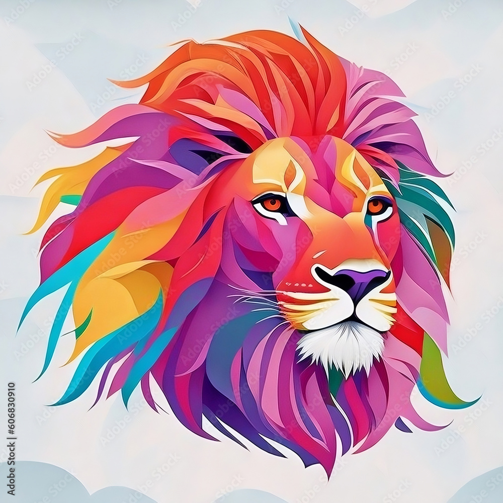 Photo beautiful Colorful lion portrait vector illustration generative ai