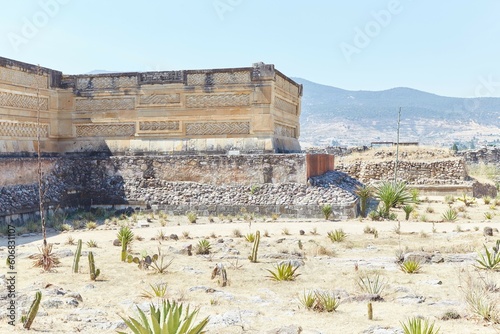 The unique ruins of Mitla, in Oaxaca, Mexico, was a Zapotec and Mixtec city known for its beautiful carved patterns photo