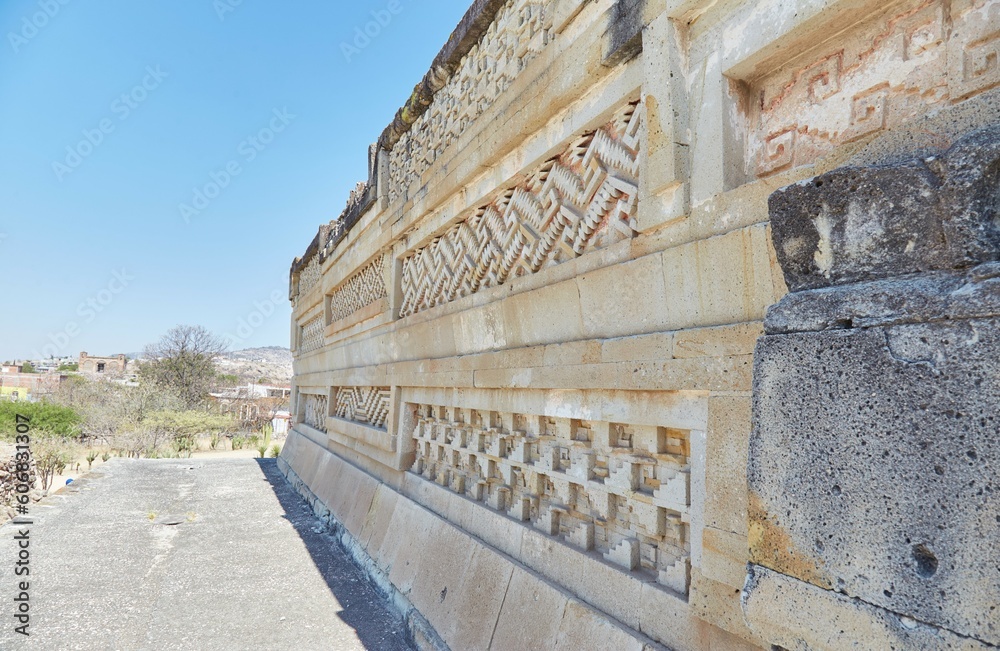 The unique ruins of Mitla, in Oaxaca, Mexico, was a Zapotec and Mixtec city known for its beautiful carved patterns