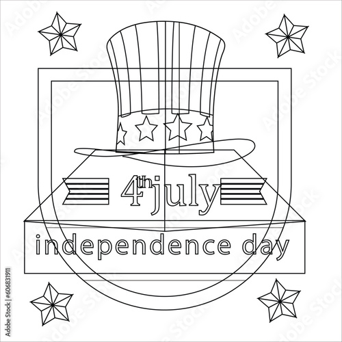 4th of july american independence day coloring page for kids and adults