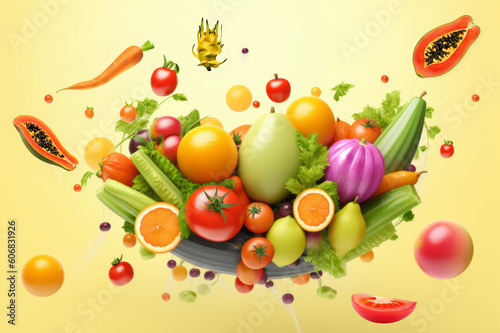 Large set of isolated vegetables on a bright background. Created by using AI tools