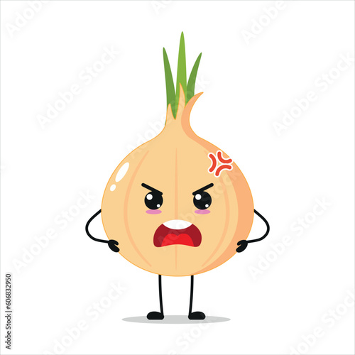 Single Angry Onion Vector Illustration Character