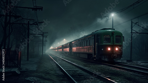 Night train passing through Berlyn. Generative AI	