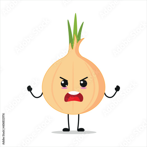 Angry Onion Stand Alone Vector Illustration Character