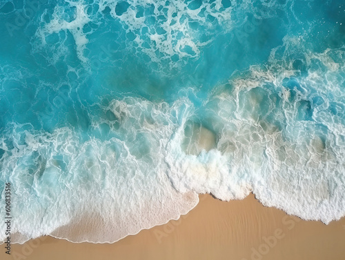 Top view ocean background wide angle soft foam. Generative AI illustrations © Nuttakarn