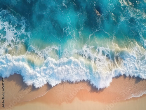 Top view ocean background wide angle soft foam. Generative AI illustrations