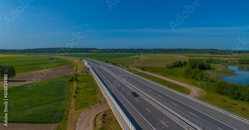 aerial view of highway. Poland