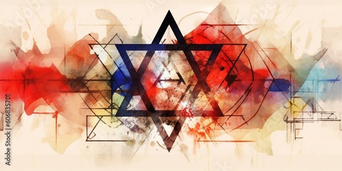 Star of David on a beautiful blurry colorful background photo