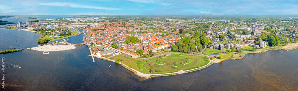 Aerial panorama from the city Harderwijk at the Veluwemeer in the Netherlands