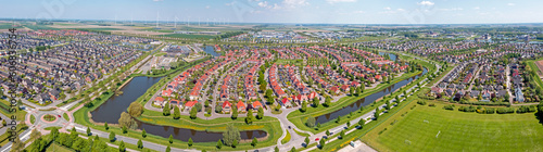 Aerial panorama from the city Dronten in Flevoland the Netherlands photo
