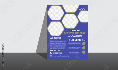 Modern educational flyer design, vector template in A4 size.
