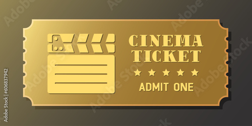 Cinema retro ticket. Retro lettering with serifs. Vector illustration.