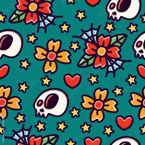 Skull cartoon pattern illustration design