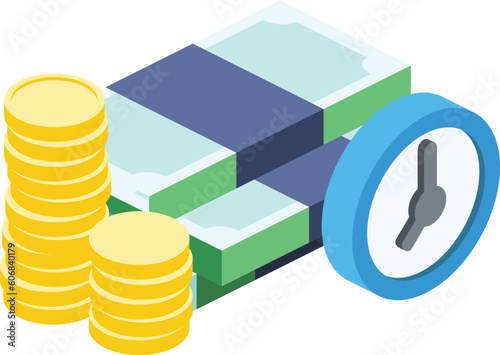 Financial icons, money illustration, Useful for web banner, infographics, hero images. Flat isometric vector illustration isolated on white background.
