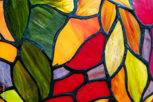 Texture of red, yellow, green, purple stained glass