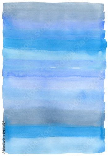 Watercolor background of blue and gray horizontal stripes. Suitable for website design, packaging, scrapbooking, paper.