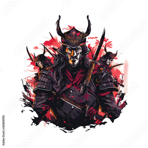 Asian Japanese samurai warrior esport gaming vector mascot logo template