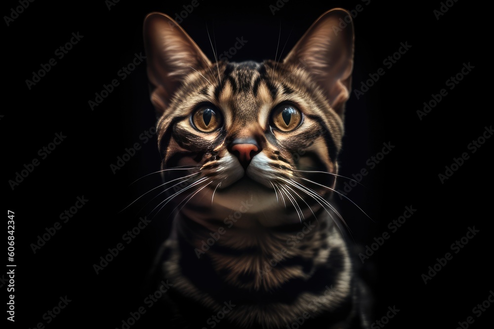 bengal tiger cat looks up with sharp eyes Generative AI bengal tiger cat looks up with sharp eyes Generative AI