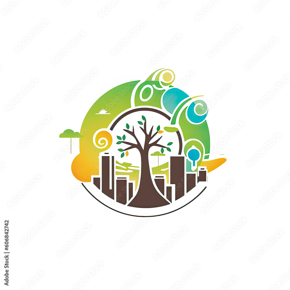 Icon concept for Eco-City. Generative AI