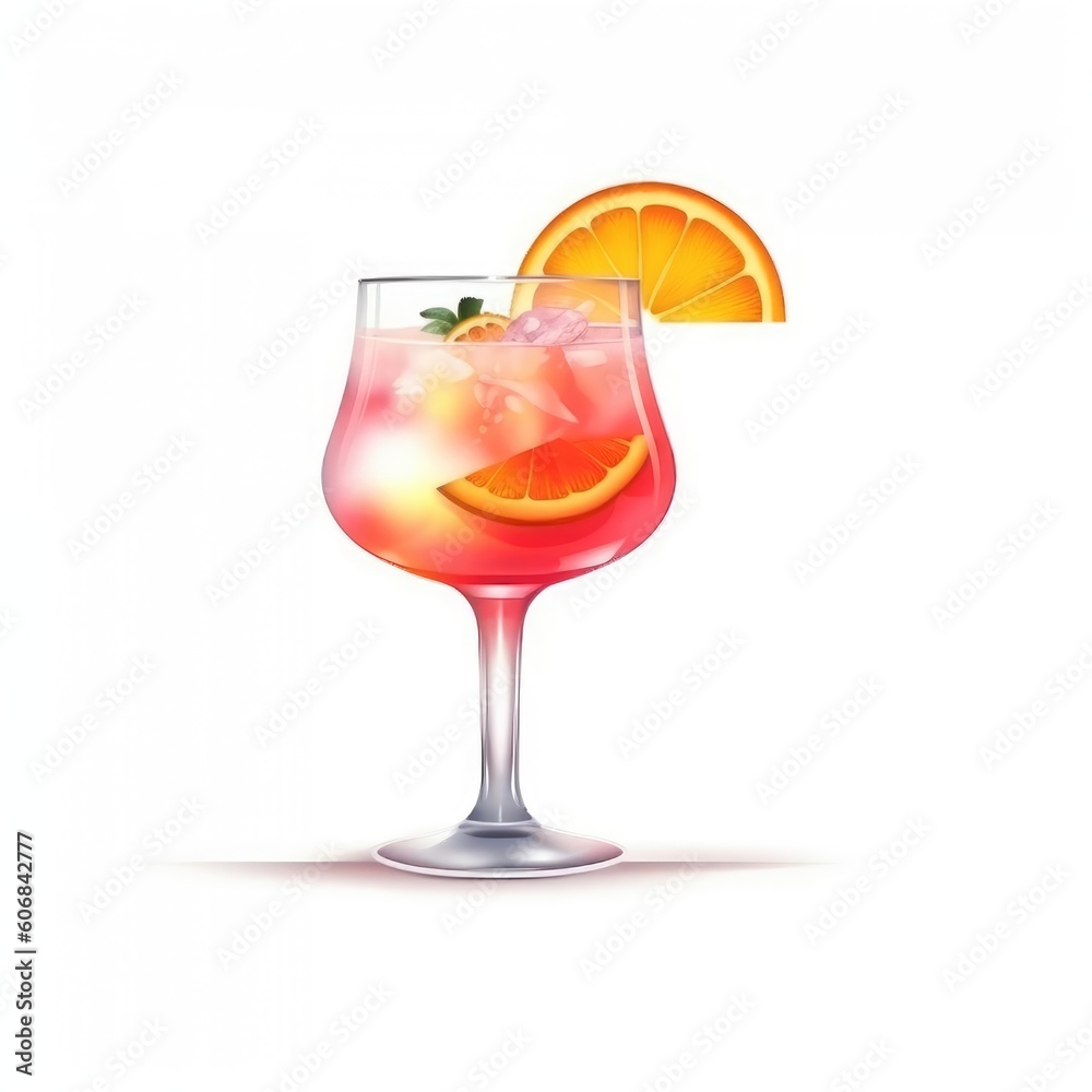 Vodka Sunrise Cocktail isolated on white as illustration (generative AI)