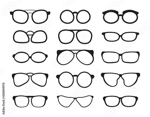 Glasses silhouette vector. Frame for sunglasses. Vision-correcting spectacle frame, optical lens frame for nearsightedness