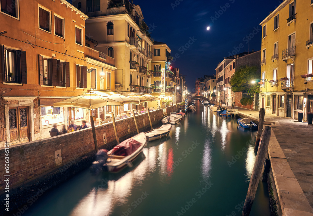 The Grand Canal illuminated at night in Venice