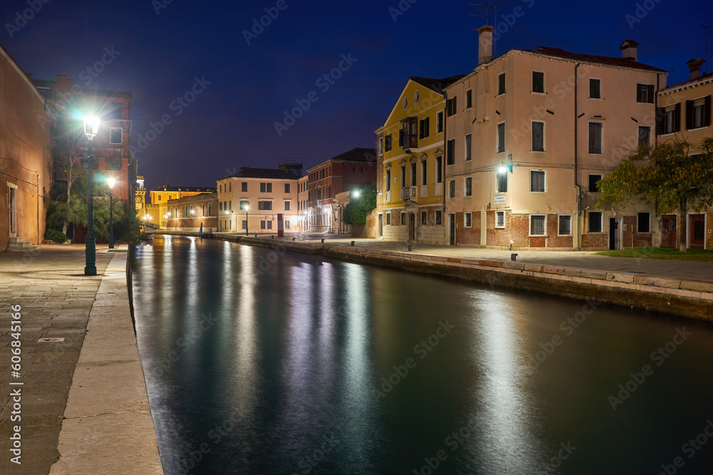 Night Canal in Venice with beautiful lights, Venice Night Canal in Venice with beautiful lights, Venice
