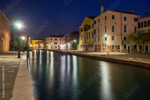 Night Canal in Venice with beautiful lights, Venice