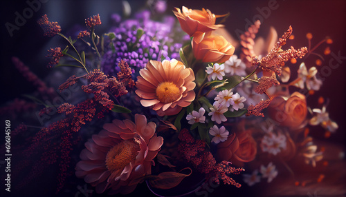 Colorful flowers bouquet Ai generated image